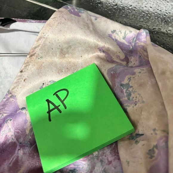 Zara Blouse lilac Pastle Watercolor SMAL Abstract Twist Front V Neck Long Sleeve - Picture 13 of 13
